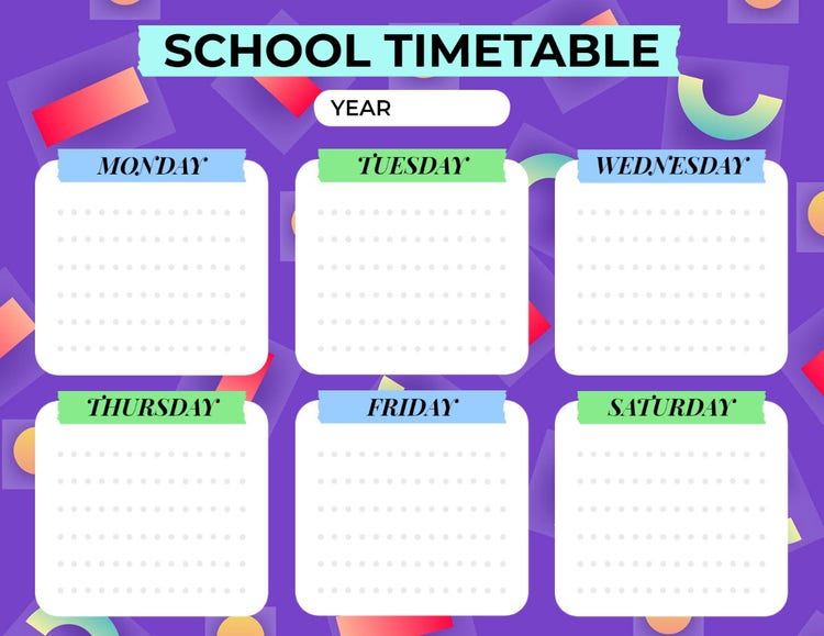Purple School Timetable Class Schedule