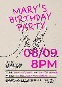 A screenshot of a birthday party invitation template