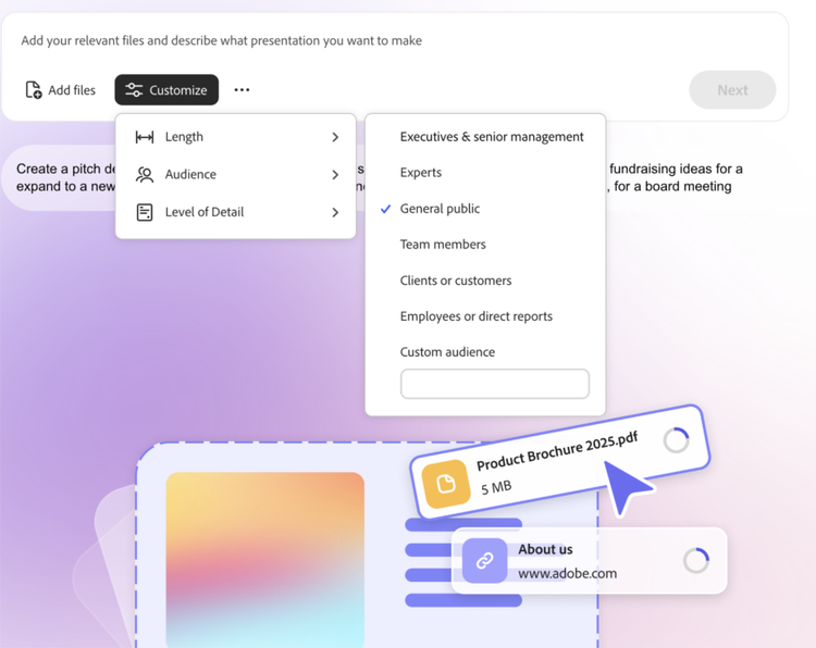 a screenshot of the details of putting together a generated presentation