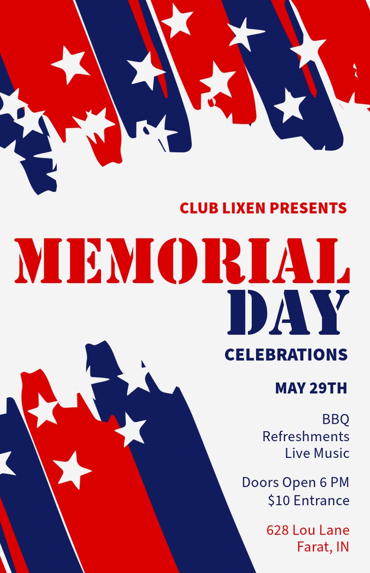 Memorial Day celebrations poster template