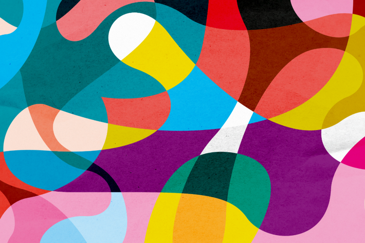 A collage of various bright colors