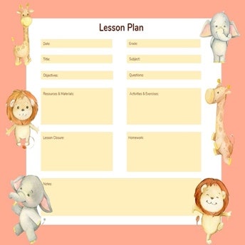 Orange and White Animal Lesson Planner