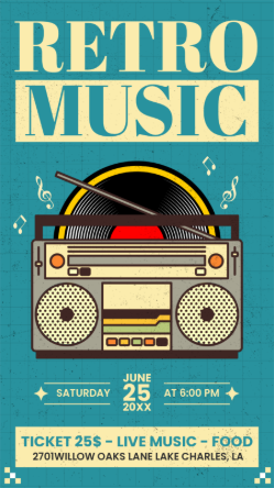 template with retro boom box