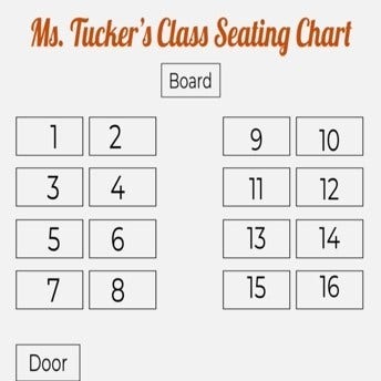 White & Orange Seating Chart