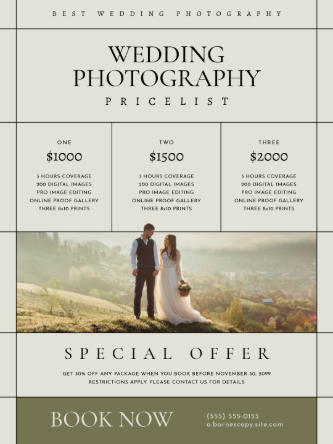 event flyer template with eucalyptus tones