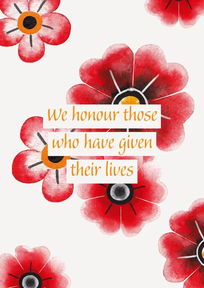 Red Yellow White & Black Honour Remembrance Day A3 Poster