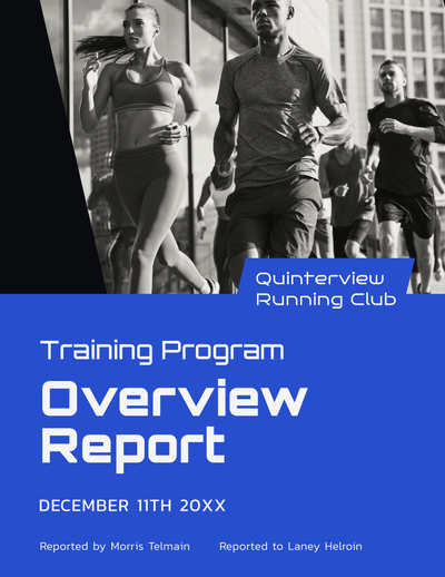 Training program for a running club - overview report template