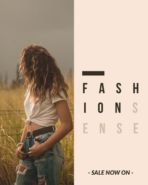 Fashion Store Sale Instagram Portrait with Woman in Field 50 Modern Fonts