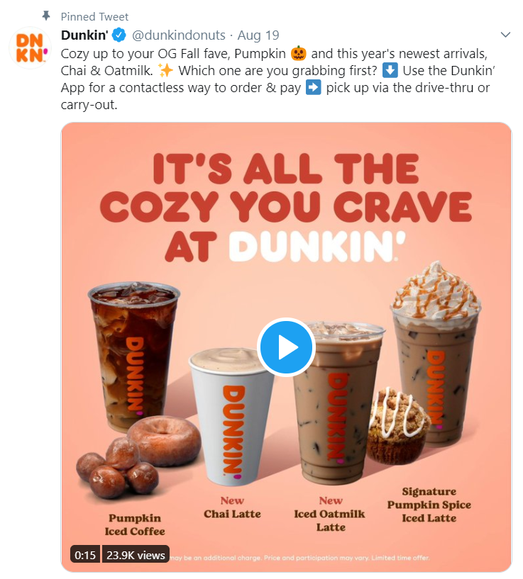 Twitter business account example: Dunkin' Donuts