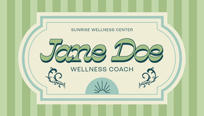 Adobe Express business card template for wellness coach in green