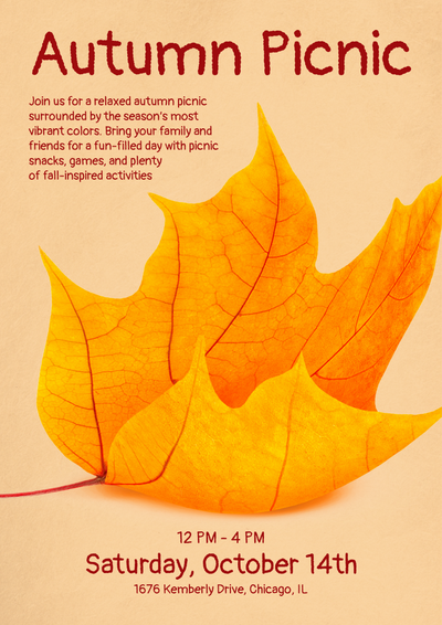 Autumn picnic poster template