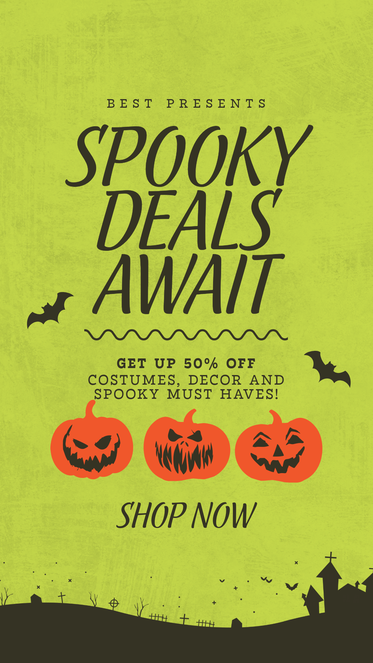 Spooky deals await template in green