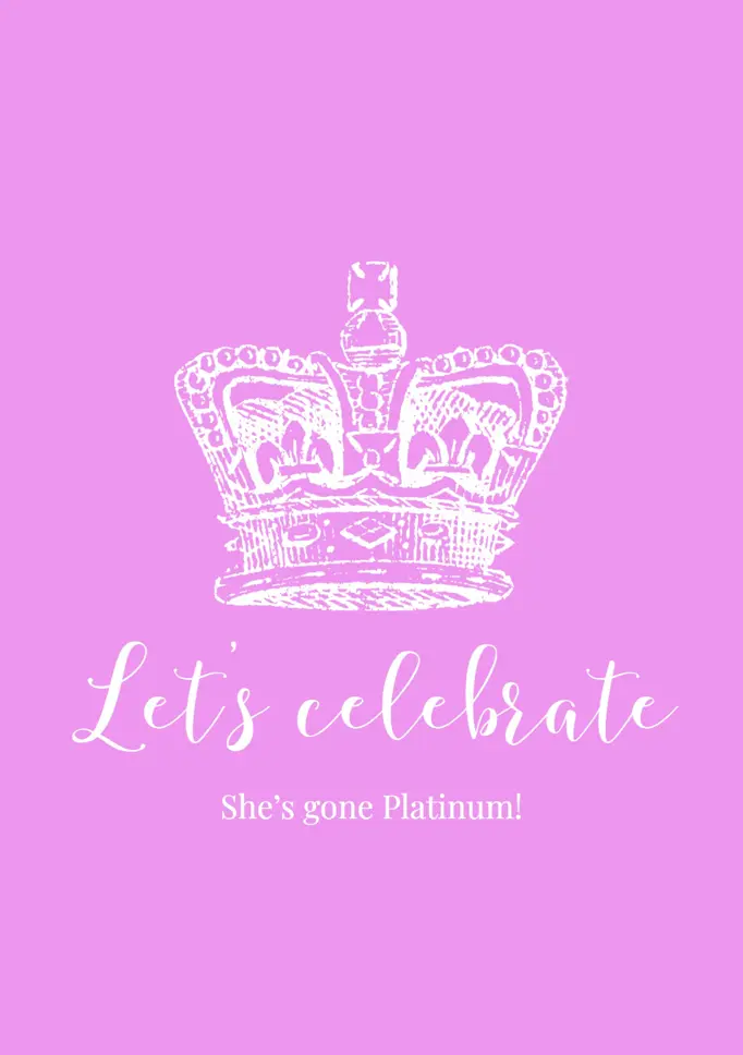 Pink and White Queen Royal Platinum Jubilee Greeting Card