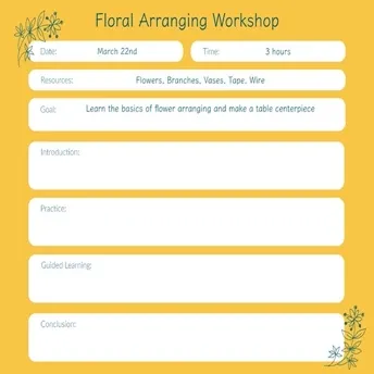 Yellow & Green Floral Workshop Lesson Planner