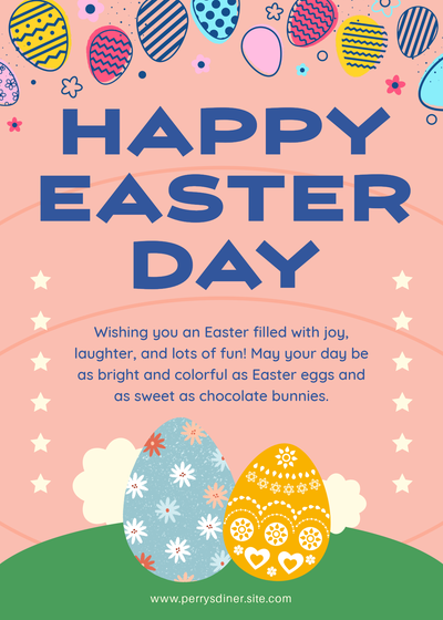 Happy easter pink poster with egg illustrations