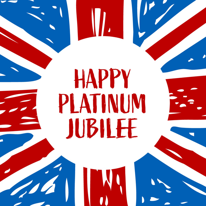 Blue White & Red Hand Drawn Union Jack Happy Platinum Jubilee Instagram Square Post