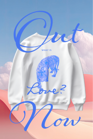 white sweatshirt floating over a desert scene with blue skies