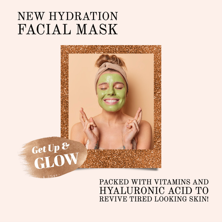 A Facebook Marketplace ad for a New Hydration Facial Mask with an image of a person with a green cosmetic face mask smiling.