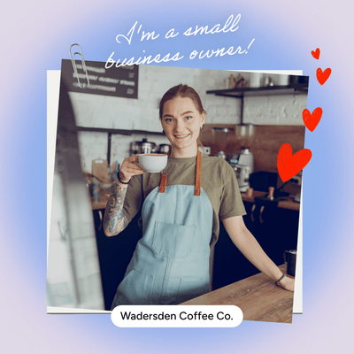 Picture of a barista over a blue ombre background