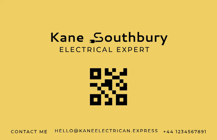 A QR code business card for Kane Southbury: Electrical Expert