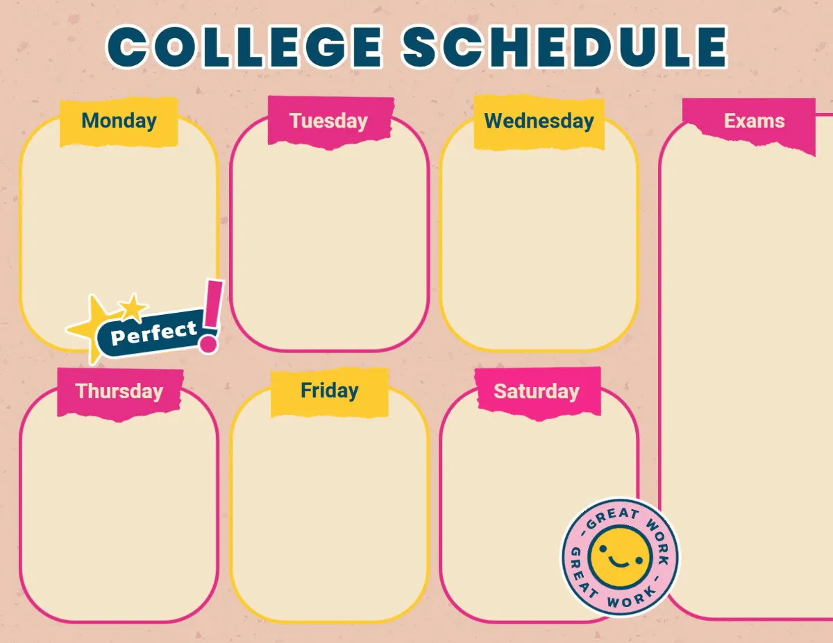 Pink Class Schedule For College Student