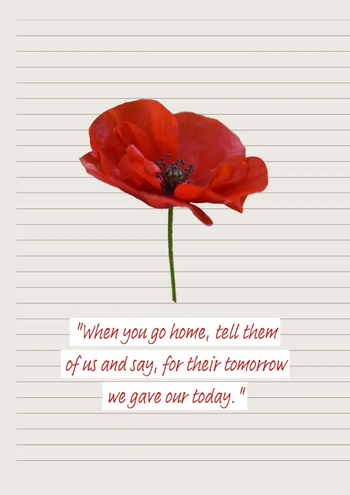 Cream Red & White Remembrance Day Quote A3 Poster