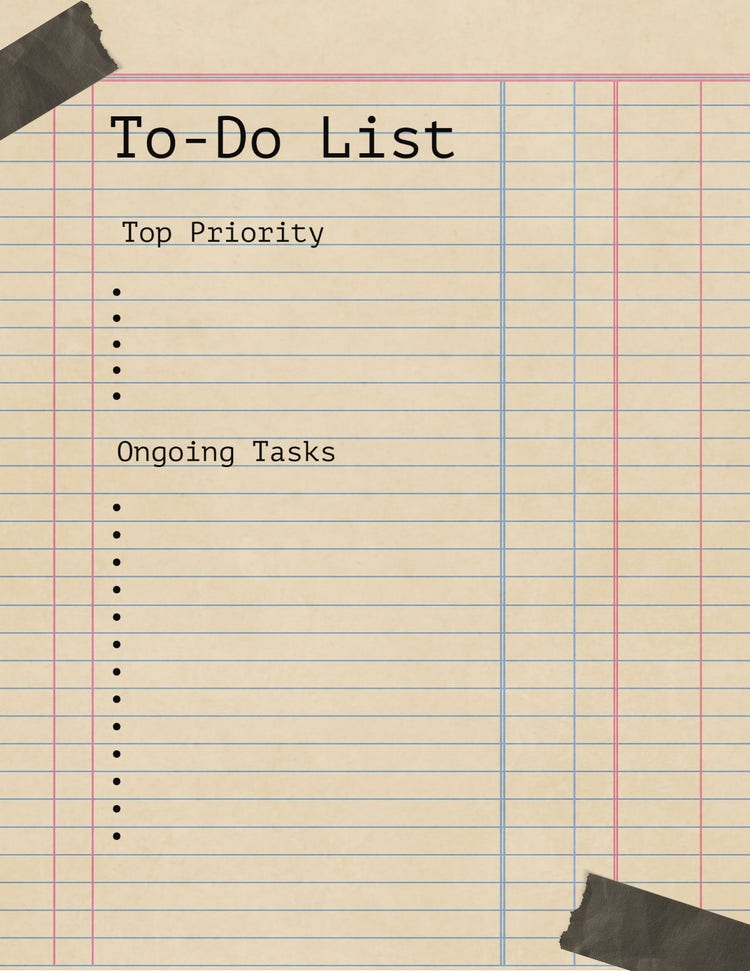 Brown And Black Lined Paper To Do List