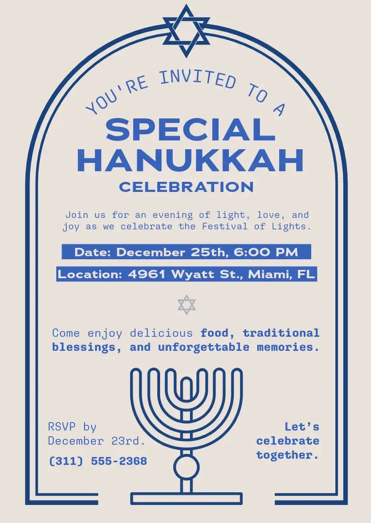 Hanukkah template in grey and blue