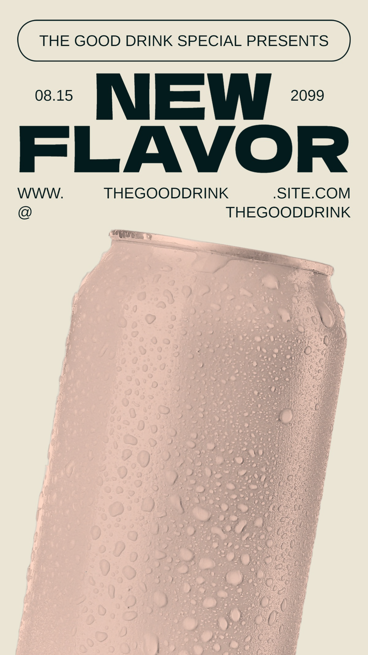 A corporate communication for a new flavor of drink with bold and modern fonts