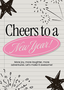 A screenshot of a New Year celebration card template