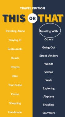 Yellow and grey "this or that" image