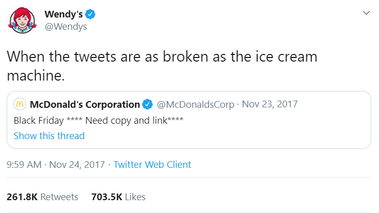 Why you need brand guidelines: Wendy's tweet at McDonald's