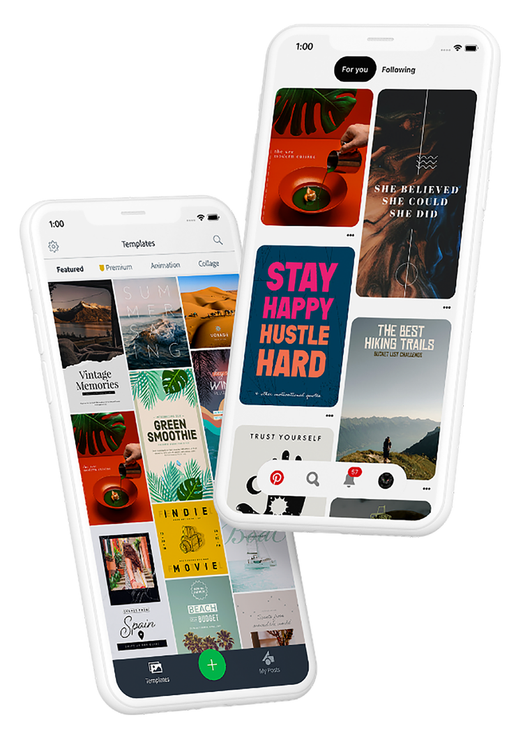 how to use pinterest templates showing on mobile phones