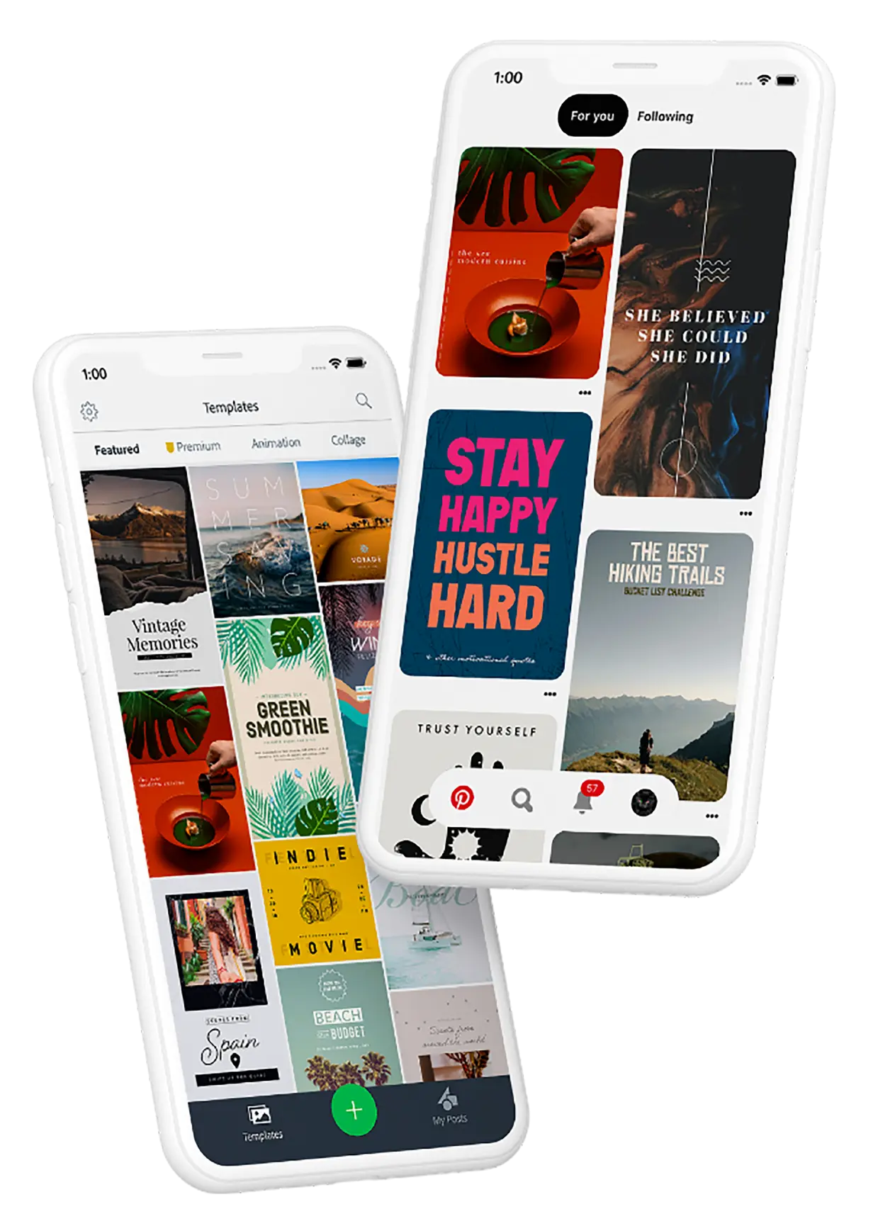 how to use pinterest templates showing on mobile phones