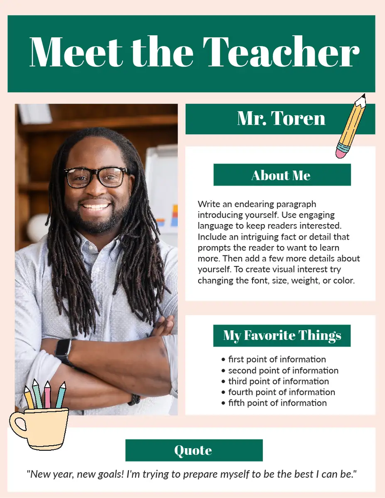 "meet the teacher" back to school template