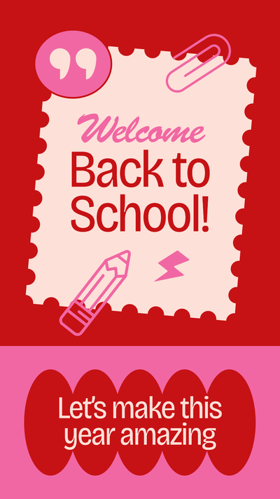 Welcome back to school template in red and pink