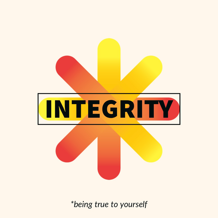 "Integrity – being true to yourself" Instagram post written against a gradient geometric 8-pointed shape