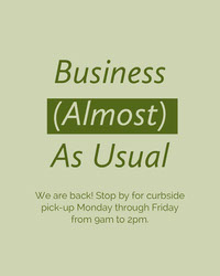 Green Minimal Business Reopening Announcement Instagram Portrait Graphic COVID-19 Re-opening