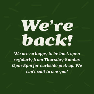 Dark Green Confetti and Typography Business Reopening Announcement Instagram Square COVID-19 Re-opening
