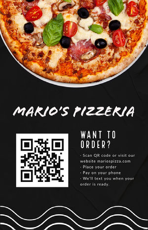 pizzeria QR code poster COVID-19 Re-opening