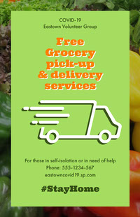 Green Food Delivery Volunteer Group Poster COVID-19 Re-opening