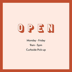 Red Frame Business Opening Hours Square Graphic COVID-19 Re-opening