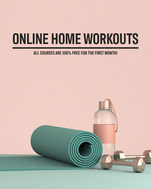 Pink and Teal Online Home Workout Programs Instagram Portrait Ad COVID-19 Re-opening