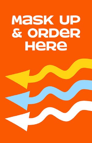 Orange Background and Arrows Coronavirus Business Safety Measures Flyer COVID-19 Re-opening