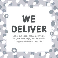 Gray Pattern Border Delivery Service Instagram Square Ad COVID-19 Re-opening