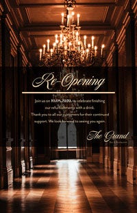 Chandelier Elegant Opening Poster COVID-19 Re-opening