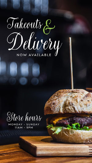 takeout and delivery instagram story COVID-19 Re-opening