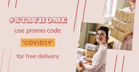 Pink Covid Coronavirus Stay Home Free Delivery Instagram Landscape  COVID-19 Re-opening