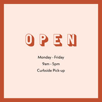 Red Frame Business Opening Hours Square Graphic COVID-19 Re-opening