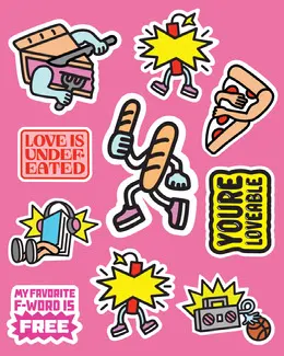 Pink, Yellow, Colorful, Flashy Food Related Stickers Instagram Portrait Artist Collection: @TimothyGoodman